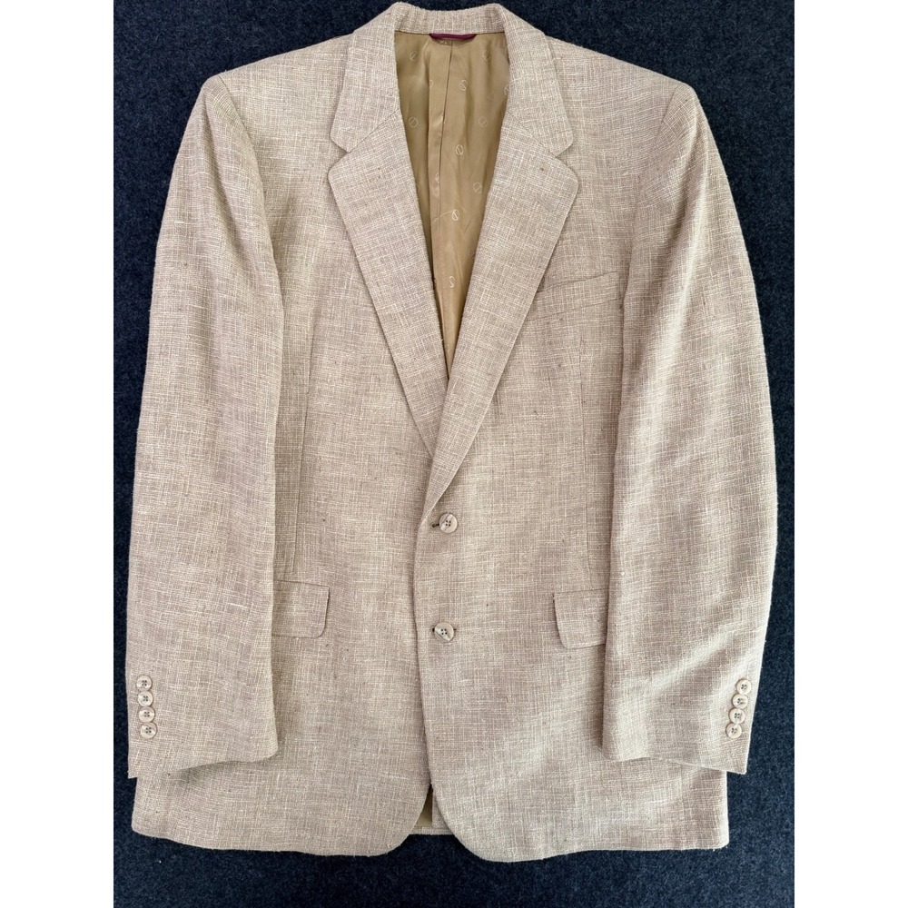 Christian Dior x Hart Schaffner Marx Mens Tan Textured Two Button Sport Coat